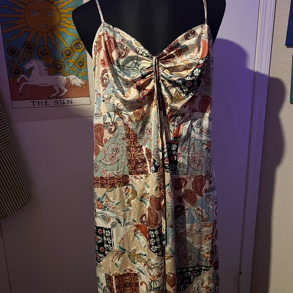 Bohemian Patchwork Spaghetti Strap Dress